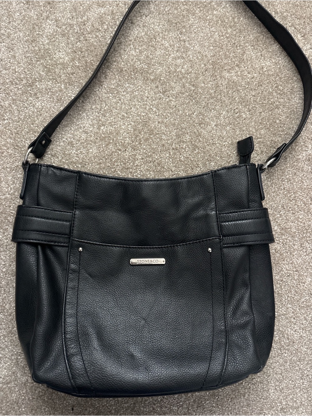 Stone & Co. Black Pebbled Leather Shoulder Bag
